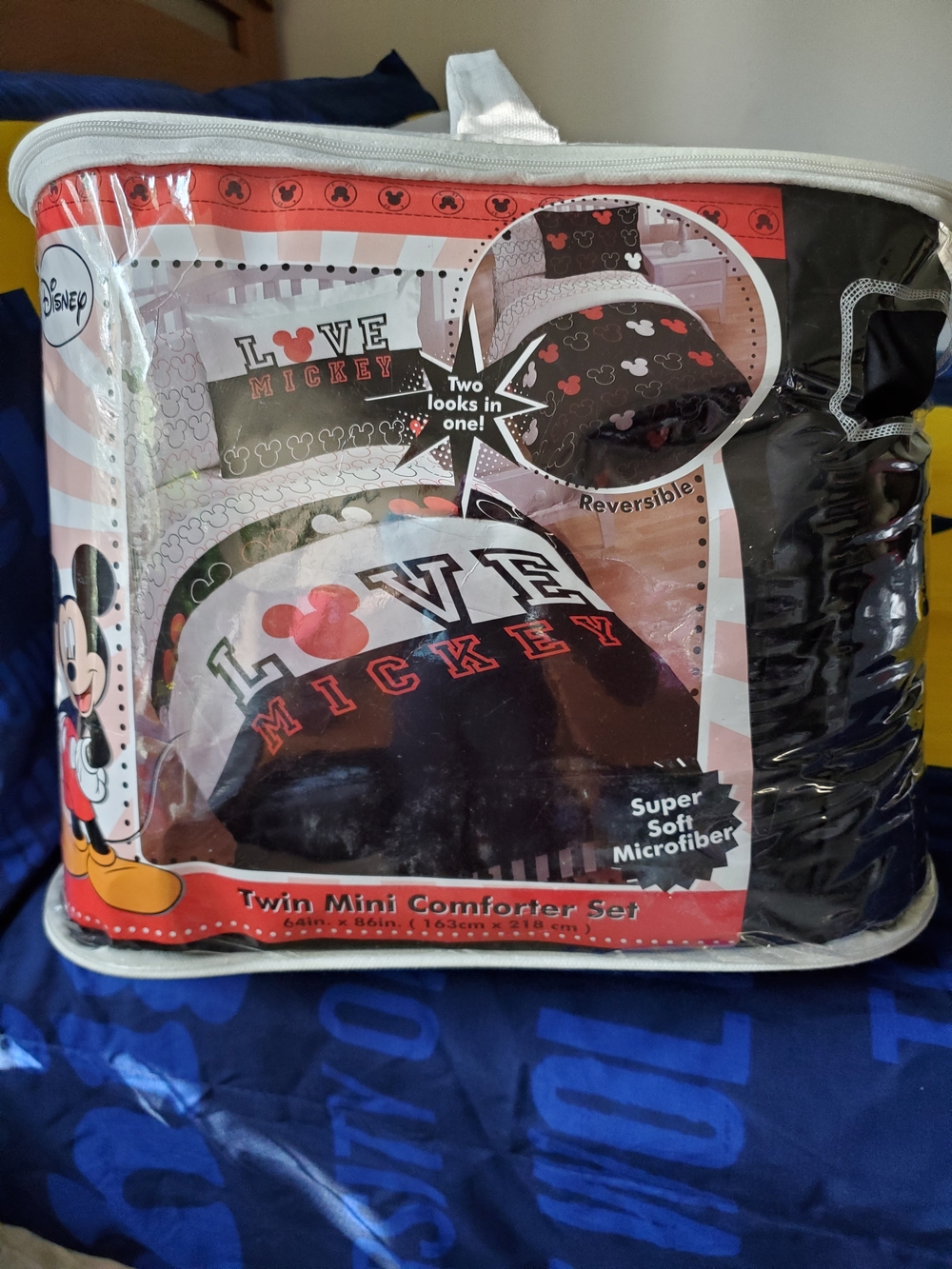 Disney Love Mickey Black and White Twin Mini Comforter Set